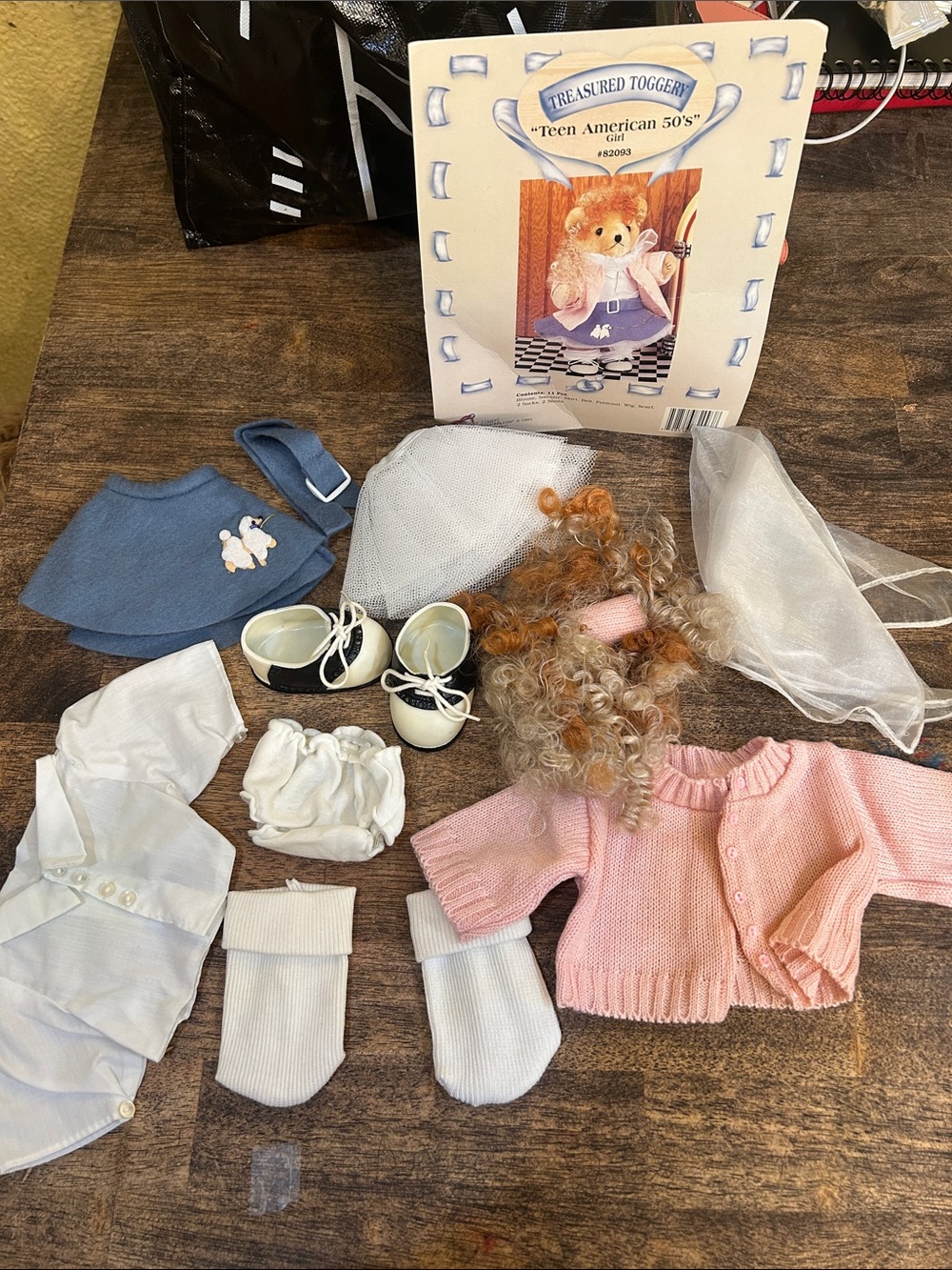 Pink Knit Doll Cardigan & Accessories Set
